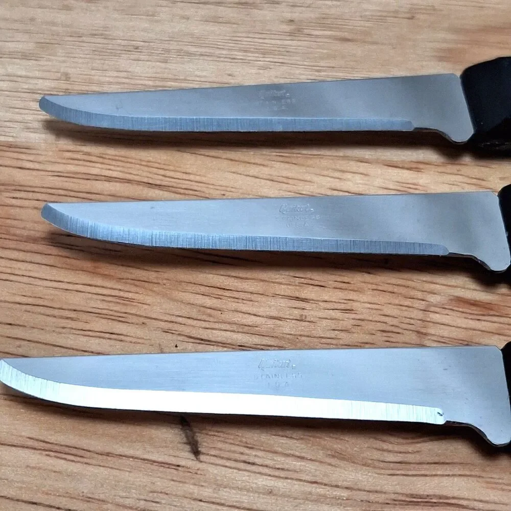 3 Vintage Quikut Paring Knife Stainless 6.25